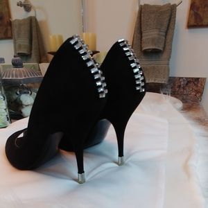 CASADEI SUEDE SWAROVSKI BACK PUMPS